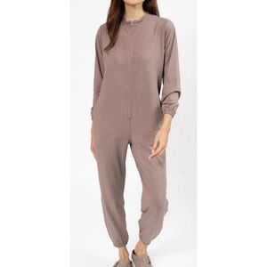 Smash + Tess Matilda Zip Up Romper in Mocha Brown